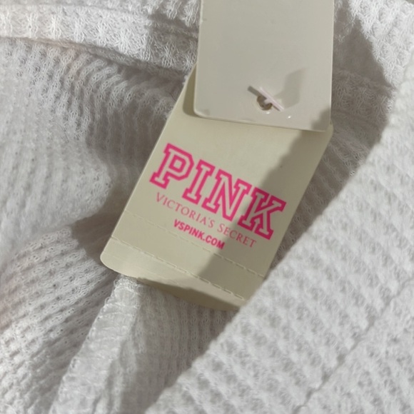 Knit Riot by Victorias Secret PINK Aerosmith Slit Neck Thermal Top White Large - Picture 8 of 9